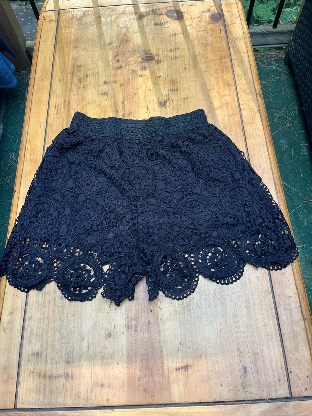 Black Crochet Lace Skort with Scalloped Hem